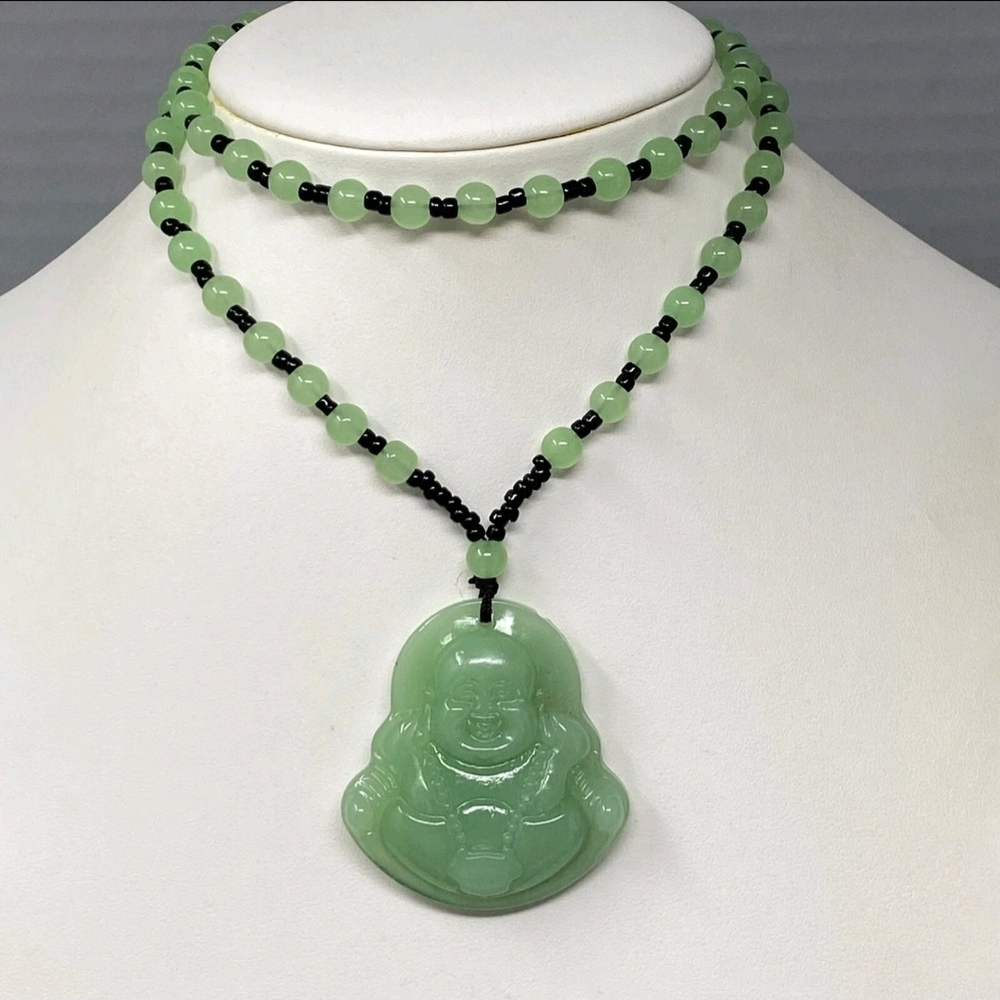 Natural Stone Happy  Buddha Pendant Necklace